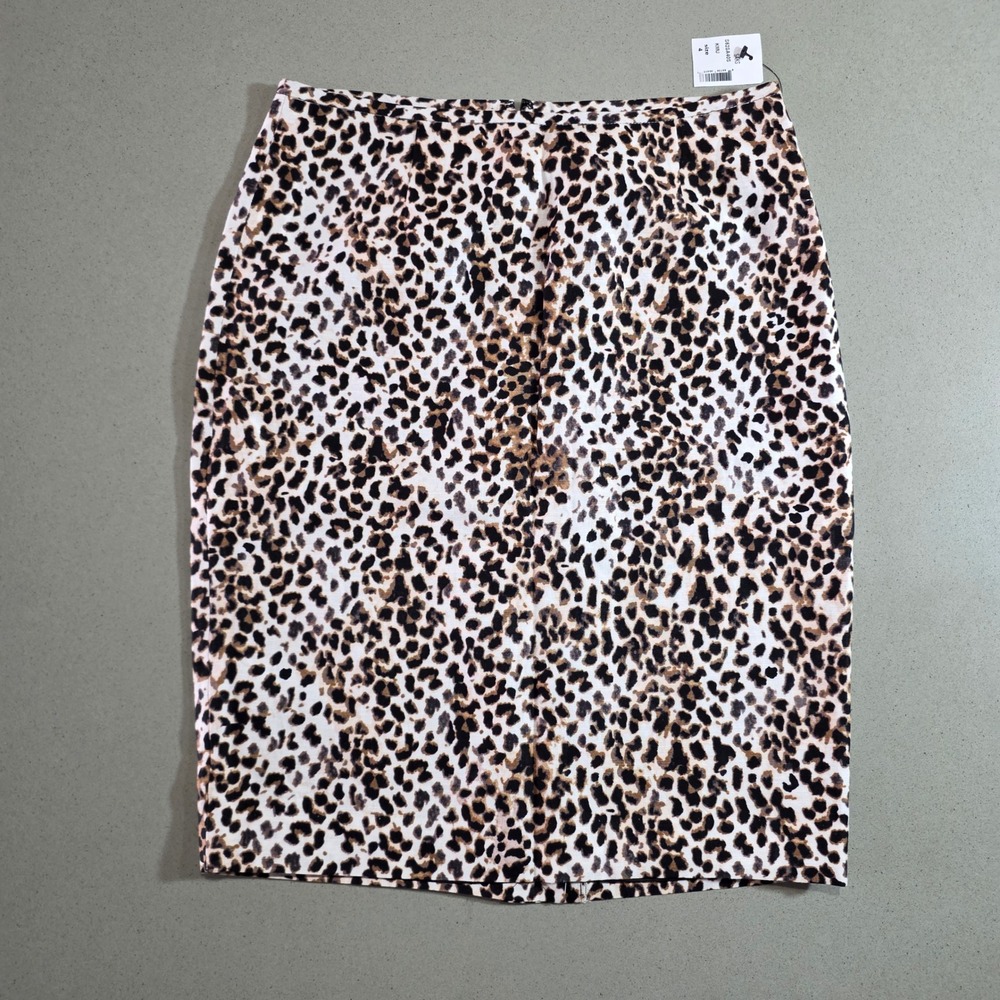Calvin Klein Womens Leopard Animal Print Pencil Skirt Size 4 S62SA40S Brown Tan